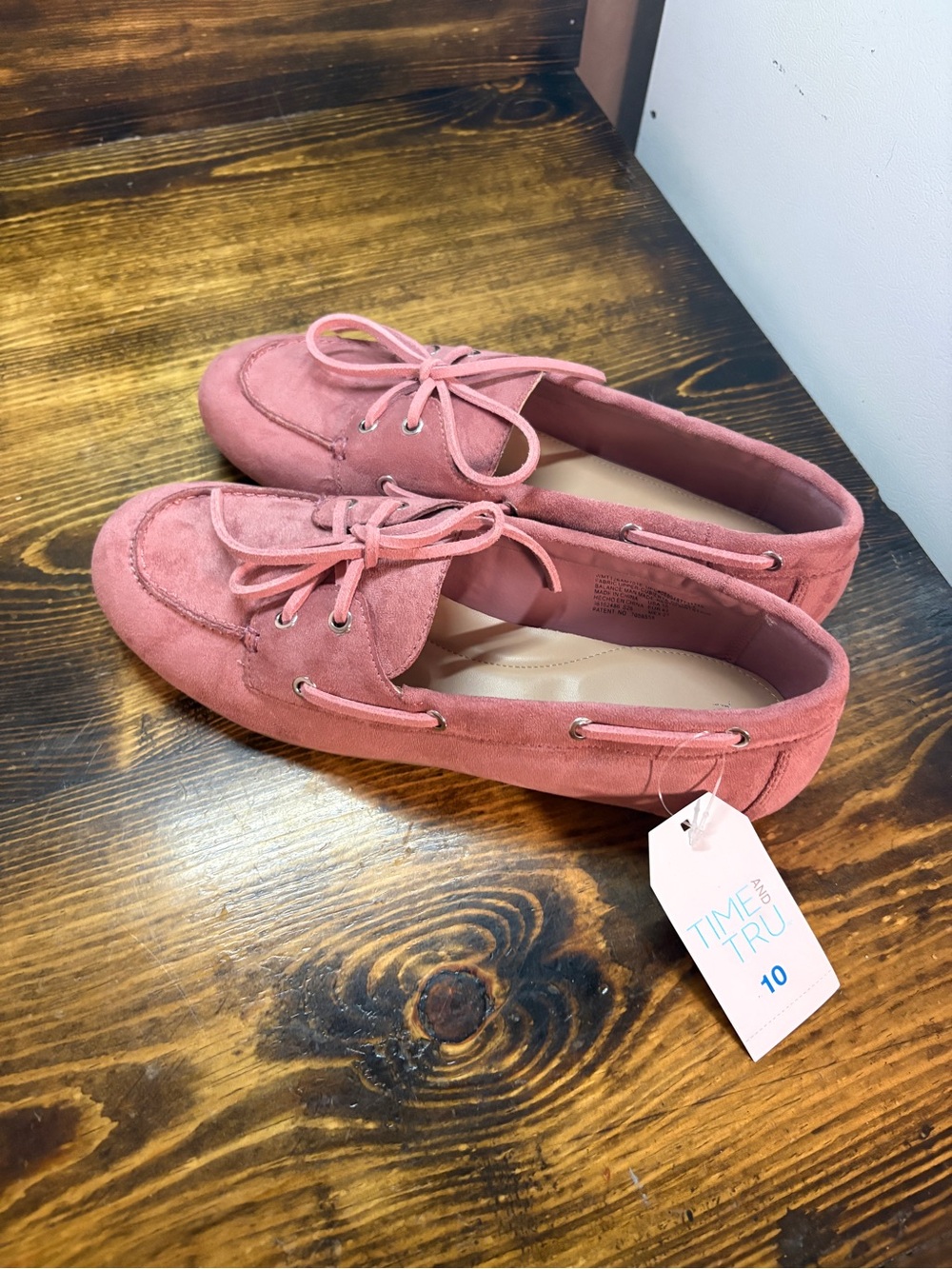 Time And Tru Pink Suede Loafers Size 10